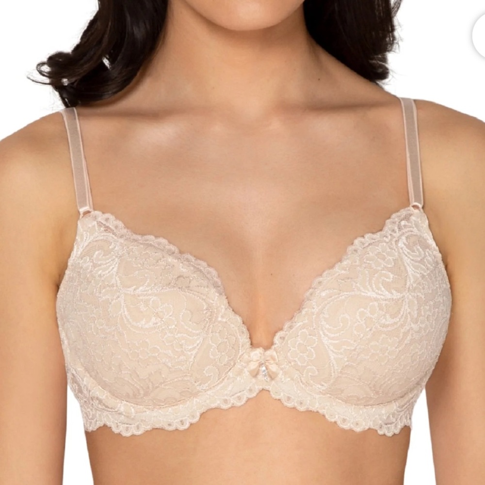 34C nude Lace Push-Up Bra with rhinestones